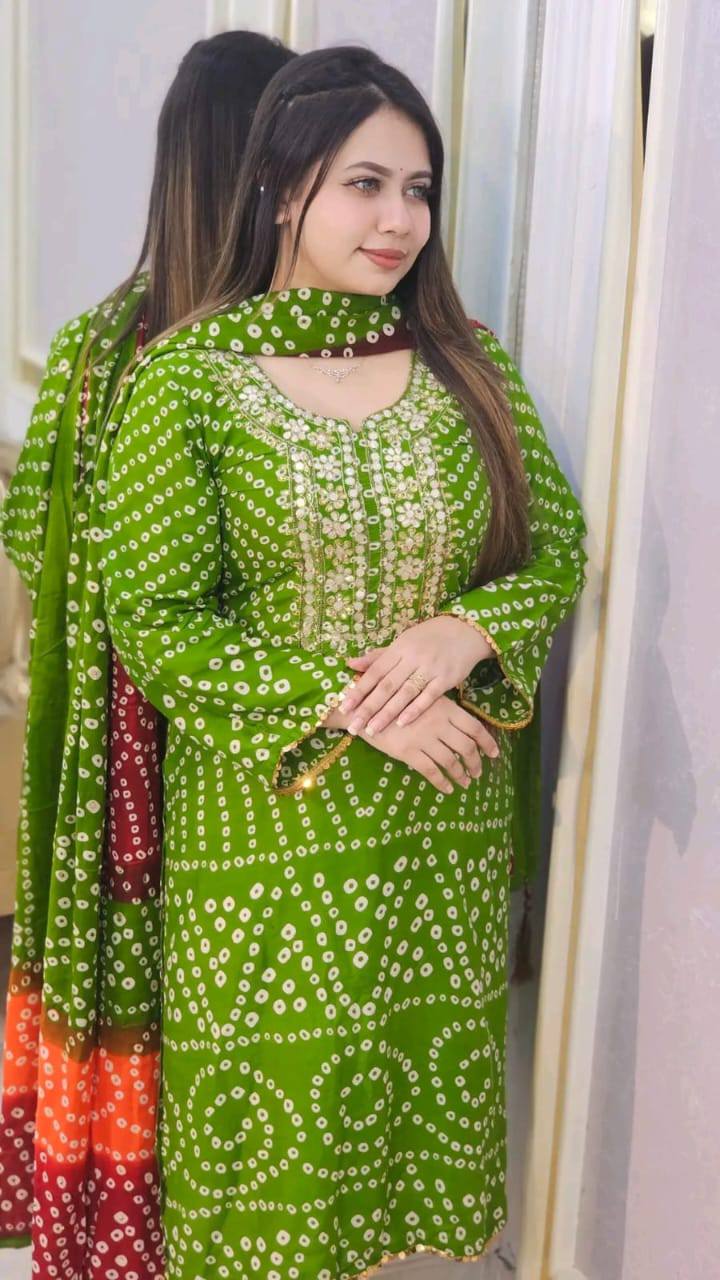 Chunri Printed Olive